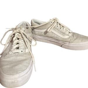 Vans gray/white canvas & leather sneaker w/ flecks of color men's 7 women's 8.5